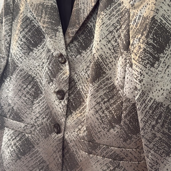 Le Suit Metallic Sliver & Gray Blazer Size 10 Business Fall Workwear Shiny - Picture 2 of 9